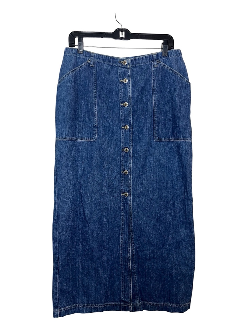 Vintage Paul Harris Denim Button Front Cotton Midi Skirt Size 12